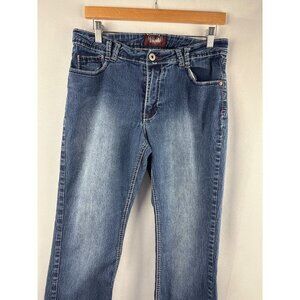 Angels Womens Mid Rise Straight Leg Jeans Size 10 Ramie Blend Blue Denim